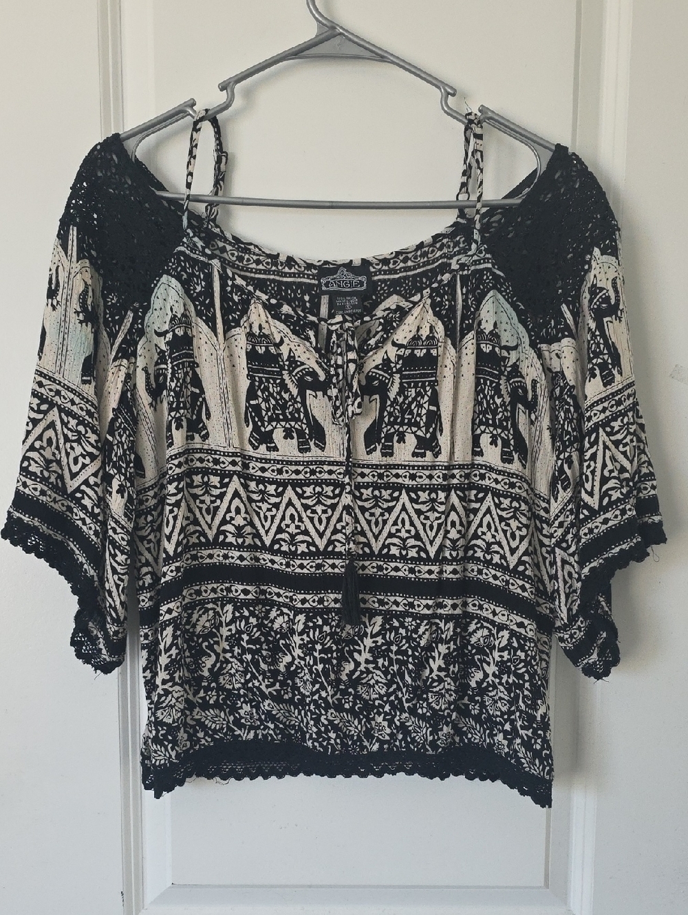 Angies Elephant Print Blouse Size S